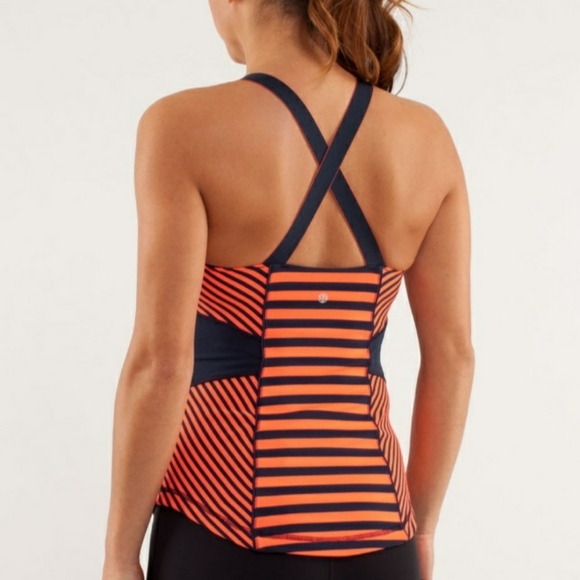 Lululemon Women's Work It Out Navy Orange Striped - Picture 2 of 6